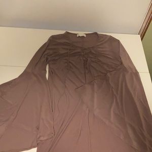 Forever 21 bell sleeve lace up dress In mauve, size 2x